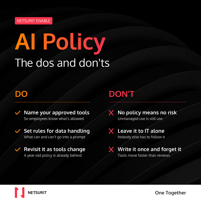 AI policy dos and don'ts for responsible AI use in the workplace.